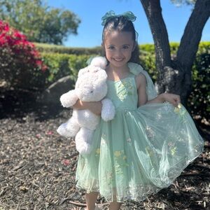 Mia Belle Girls- Green Floral Tulle Dress